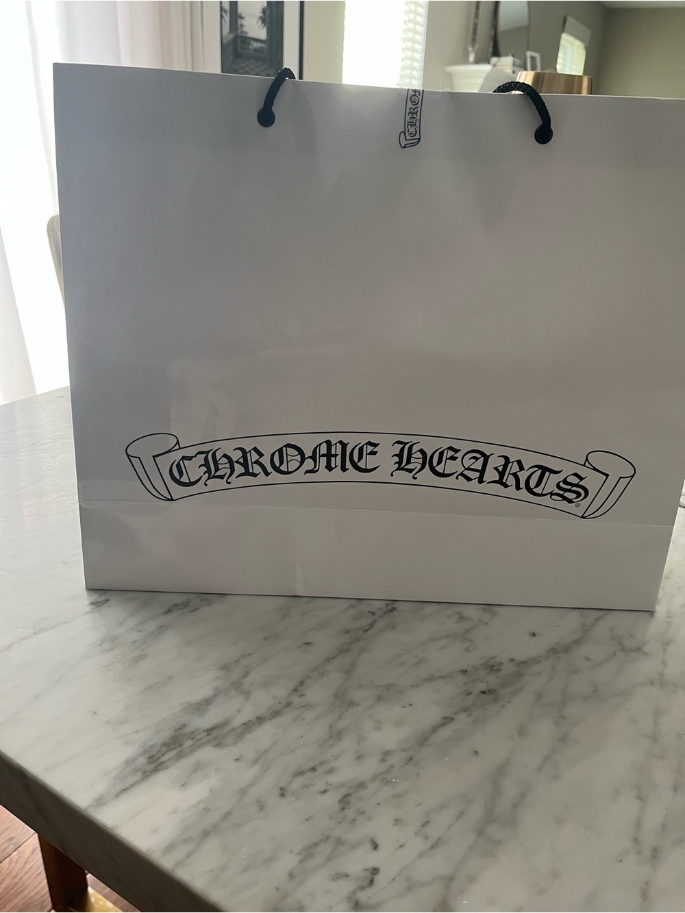 Chrome Hearts White Tote Shopping Bag with Black Logo